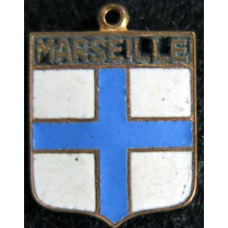 Blason en émail de la ville de Marseille 14 x 19 mm anneau