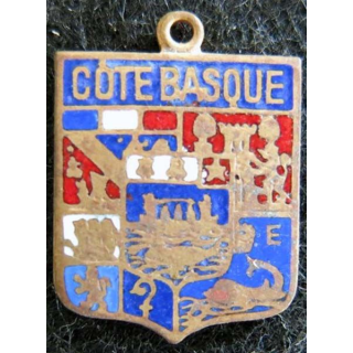 blason émail de la Côte basque 14 x 19 mm doré