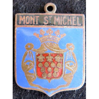 Blason en émail de la ville du Mont St Michel 11 x 16 mm cuivré