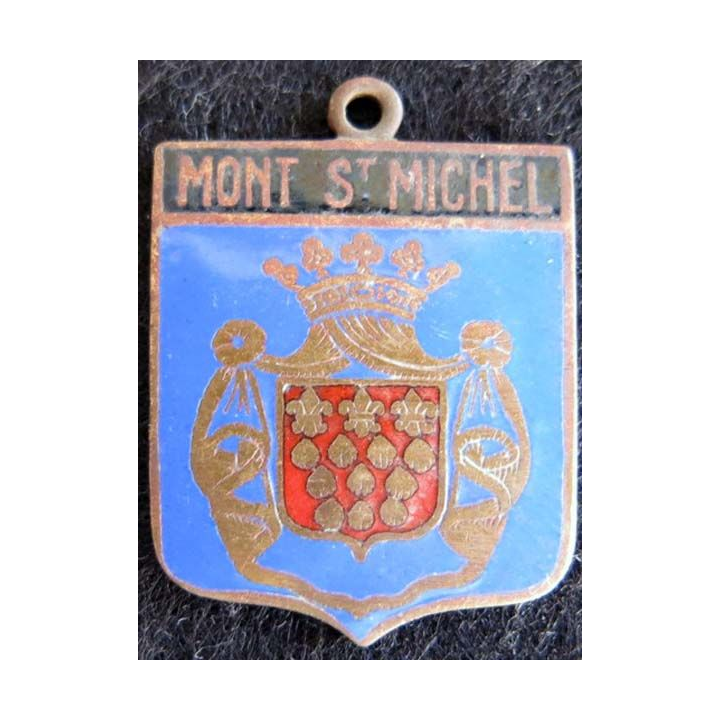 Blason en émail de la ville du Mont St Michel 11 x 16 mm cuivré
