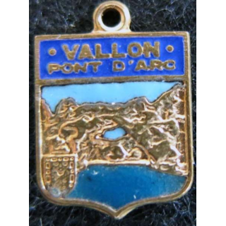 Blason en émail de Vallon-Pont-d'Arc 11 x 16 mm doré