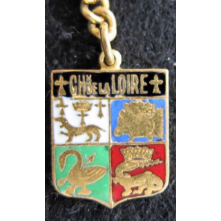 blason émail châteaux de la Loire 14 x 19 mm doré chainette