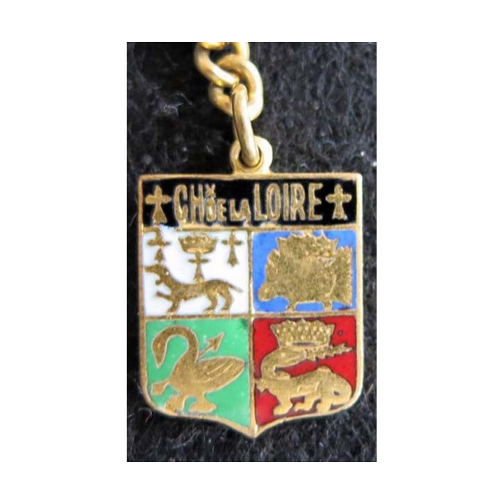 blason émail châteaux de la Loire 14 x 19 mm doré chainette