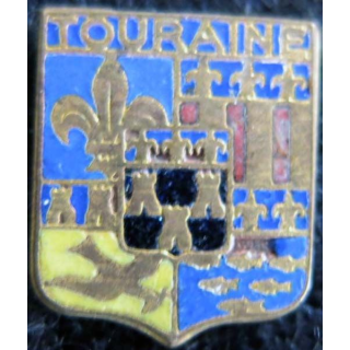 Blason en émail de la Touraine 11 x 14 mm doré