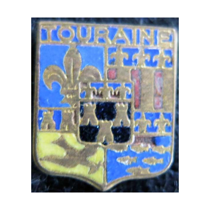 Blason en émail de la Touraine 11 x 14 mm doré