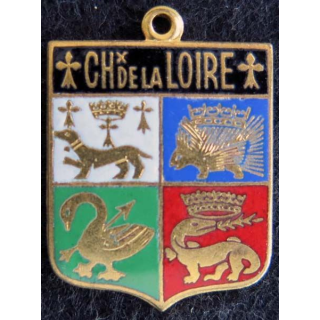 Blason émail châteaux de la Loire 14 x 19 mm doré