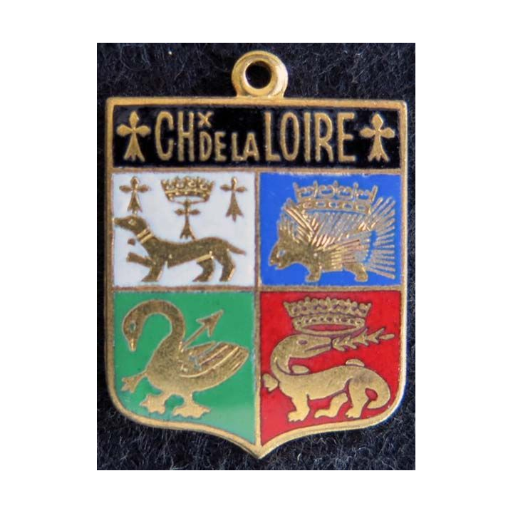 Blason émail châteaux de la Loire 14 x 19 mm doré