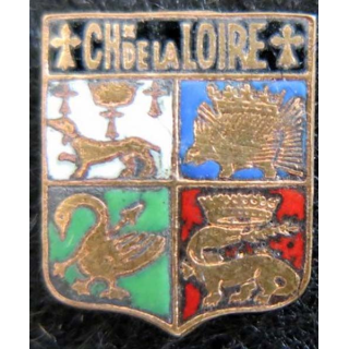 Blason émail châteaux de la Loire 11 x 13 mm doré