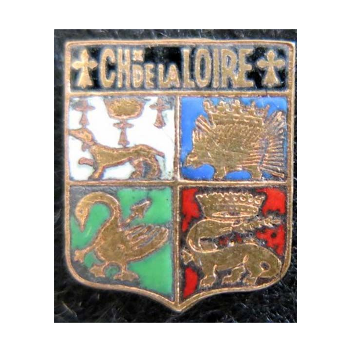 Blason émail châteaux de la Loire 11 x 13 mm doré