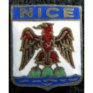 Blason en émail de la ville de Nice 11 x 14 mm bandeau bleu