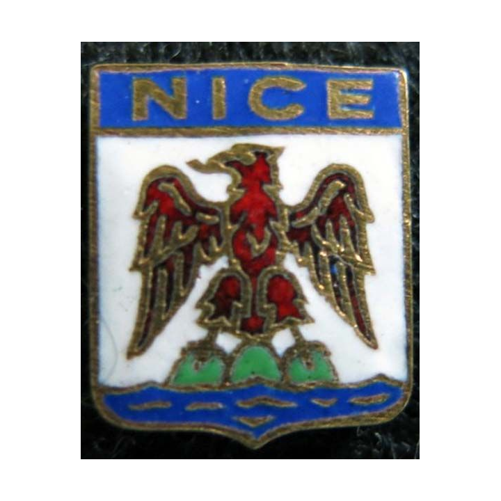 Blason en émail de la ville de Nice 11 x 14 mm bandeau bleu