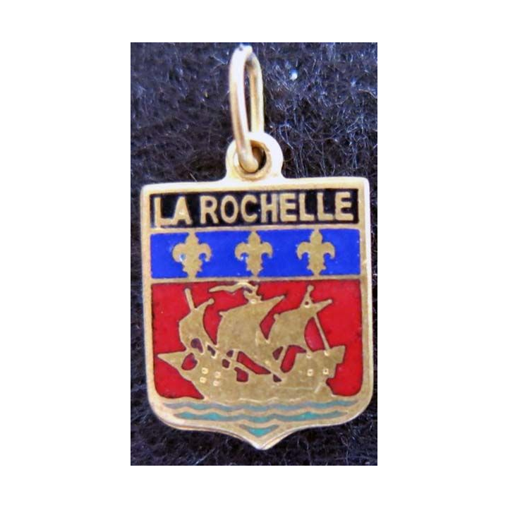 Blason en émail de la ville de La Rochelle 11 x 16 mm anneau maillon