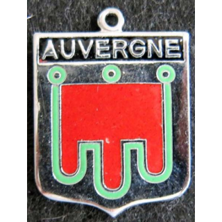 Blason en émail de l'Auvergne 22 x 30 mm argenté