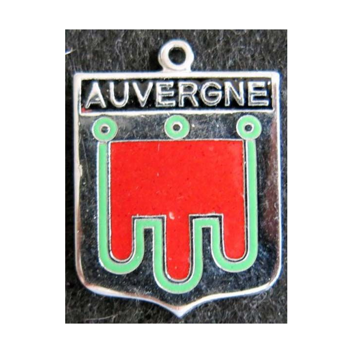 Blason en émail de l'Auvergne 22 x 30 mm argenté