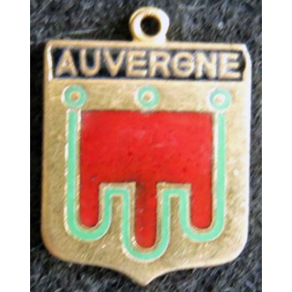 Blason en émail de l'Auvergne 14 x 19 mm doré