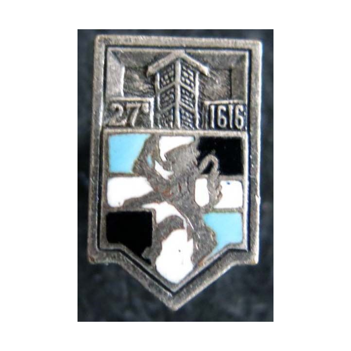 insigne métallique en réduction du 27° régiment d''infanterie en émail