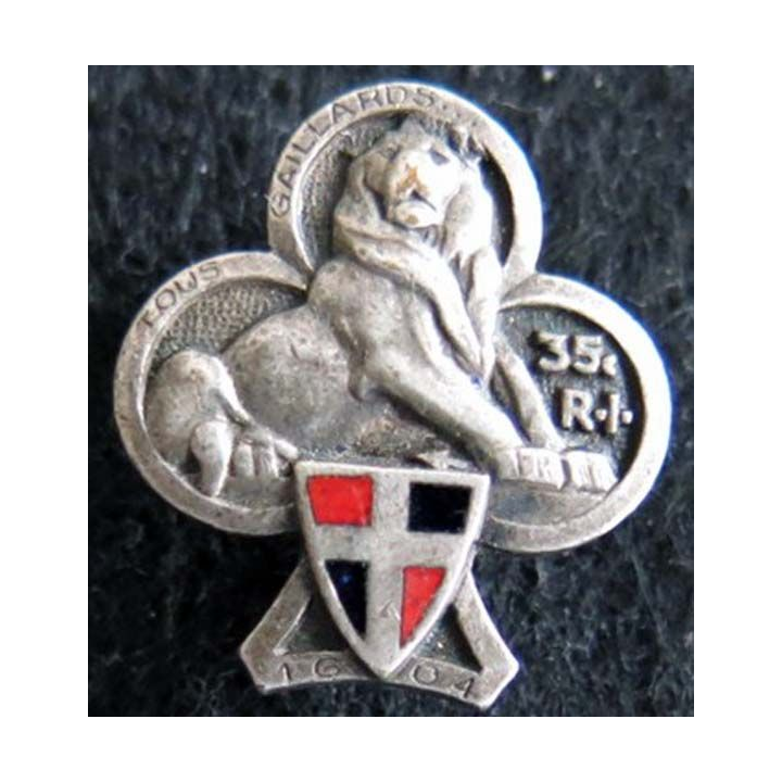 insigne métallique en réduction du 35° régiment d''infanterie Drago émail