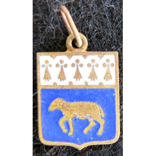 Blason en émail de la ville de Quimper 11 x 16 mm avec anneau de suspension maillon