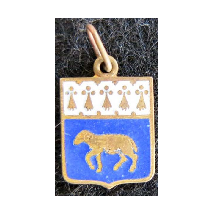 Blason en émail de la ville de Quimper 11 x 16 mm avec anneau de suspension maillon