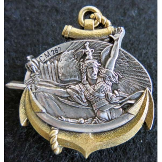 CM 287 : Insigne métallique du centre mobilisateur N° 287 de fabrication Delsart G. 3597, dos grenu argenté attache pin's