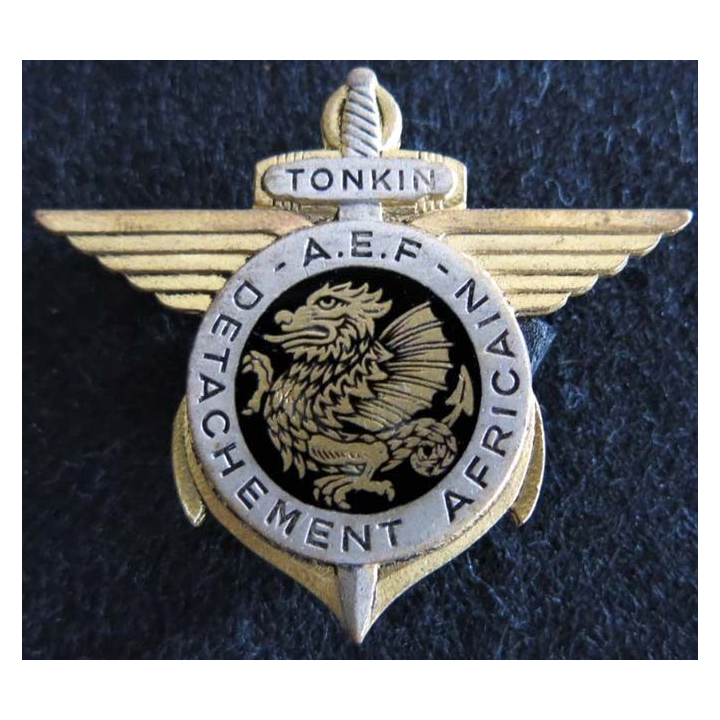 Détachement africain A.E.F TONKIN Drago Romainville émail