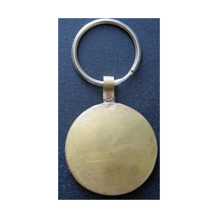 Porte clef mauritanien en métal argenté de diamètre 4,5 cm
