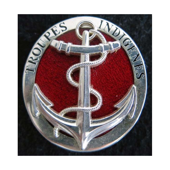  insigne argent troupes indigènes du 6° RTS et du 4° régiment d'infanterie de marine Boussemart G. 4393