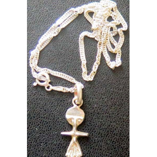 Chainette torsadée en argent mauritanienne représenatnt une femme stylisée (hauteur du bijou 2,6 cm)