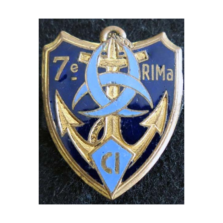 7° RIMA CI : insigne métallique de la compagnie d'instruction du 7° RIMA de fabrication  Drago G. 2086 émail