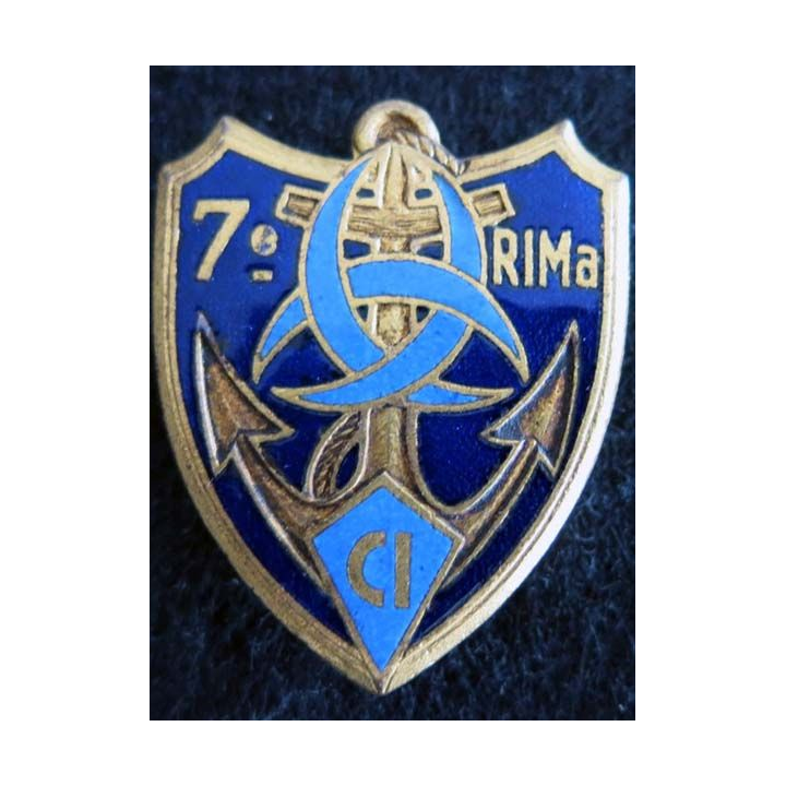 7° RIMA CI : insigne métallique de la compagnie d'instruction du 7° RIMA de fabrication  Drago G. 2086 émail