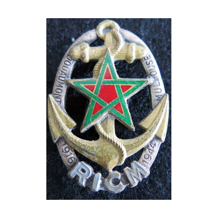 RICM : insigne métallique du régiment d'infanterie chars de marine de fabrication Drago Paris G. 1933