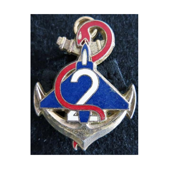 5° RIAOM : insigne métallique de la 2° batterie Crotale du 5° régiment Inter armes d'outre mer de fabrication Drago Paris