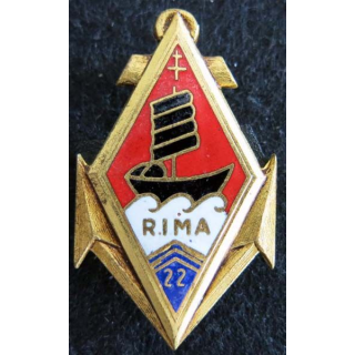 22° RIMA : insigne du 22° régiment d'infanterie de marine de fabrication Drago H. 186 en émail