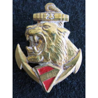23° RIC : insigne métallique du 23° régiment d'infanterie coloniale  de fabrication Drago Paris Peint