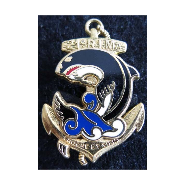 21° RIMA : insigne métallique du 21° régiment d'infanterie de marine fabrication Guymo