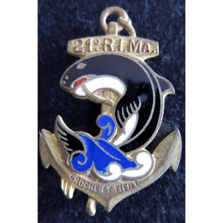 21° RIMA : insigne métallique du 21° régiment d'infanterie de marine fabrication Drago Paris en émail