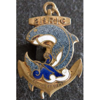 21° RIC : insigne métallique du 21° régiment d'infanterie coloniale fabrication Drago Béranger déposé en émail