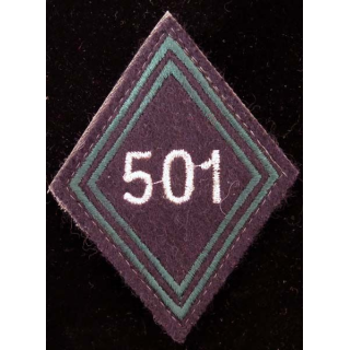 LOSANGE DE BRAS MODÈLE 45 : losange de bras du 501° RCC régiment de chasseurs de chars cadre