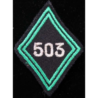 LOSANGE DE BRAS MODÈLE 45 : losange de bras du 503° RCC régiment de chasseurs de chars cadre