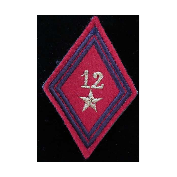 LOSANGE DE BRAS MODÈLE 45 : losange de bras du 12° RA artillerie cadre