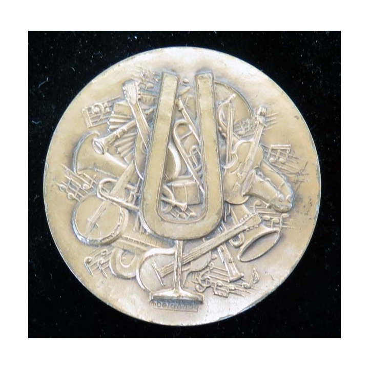 Médaille de la musique signée M. Delannoy en bronze de diamètre 5 cm 
