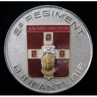Médaille du 5° Régiment d'infanterie Navarre sans peur de diamètre 6,8 cm