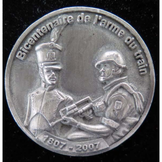 Médaille du Bicentenire de l'arme du Train 1807 - 2007 de diamètre 3,5 cm