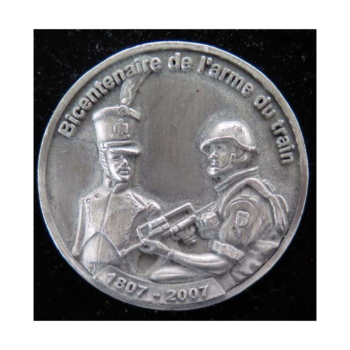 Médaille du Bicentenire de l'arme du Train 1807 - 2007 de diamètre 3,5 cm