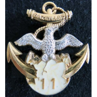 3° RIMA : Insigne métallique de la 11° compagnie du 3° Régiment d'Infanterie de Marine de fabrication Drago
