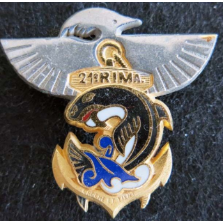 21° RIMA : insigne métallique du 21° régiment d'infanterie de marine en Nouvelle Calédonie de fabrication Balme Saumur