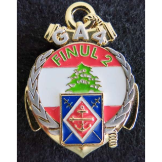 1° RAMA : insigne métallique du 1° régiment d'artillerie de marine FINUL 2  GA 4 fabrication Delsart