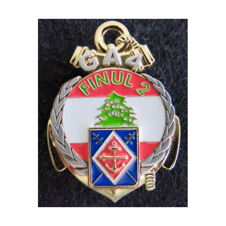 1° RAMA : insigne métallique du 1° régiment d'artillerie de marine FINUL 2  GA 4 fabrication Delsart