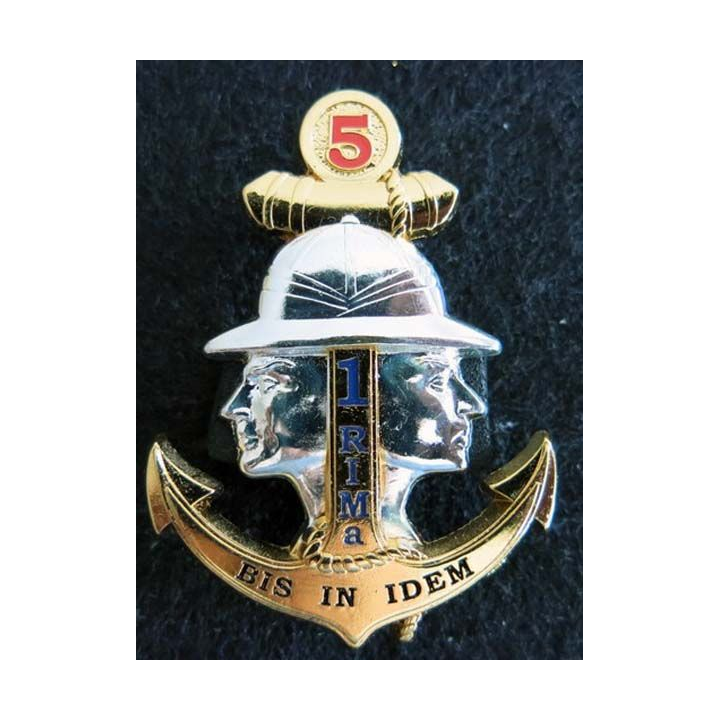 1° RIMA : insigne du 5° escadron du 1° régiment d'infanterie de marine de fabrication Arthus Bertrand