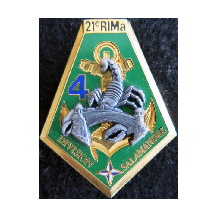 21° RIMA : insigne métallique de la 4° compagnie du 21° régiment d'infanterie de marine SALAMANDRE Boussemart